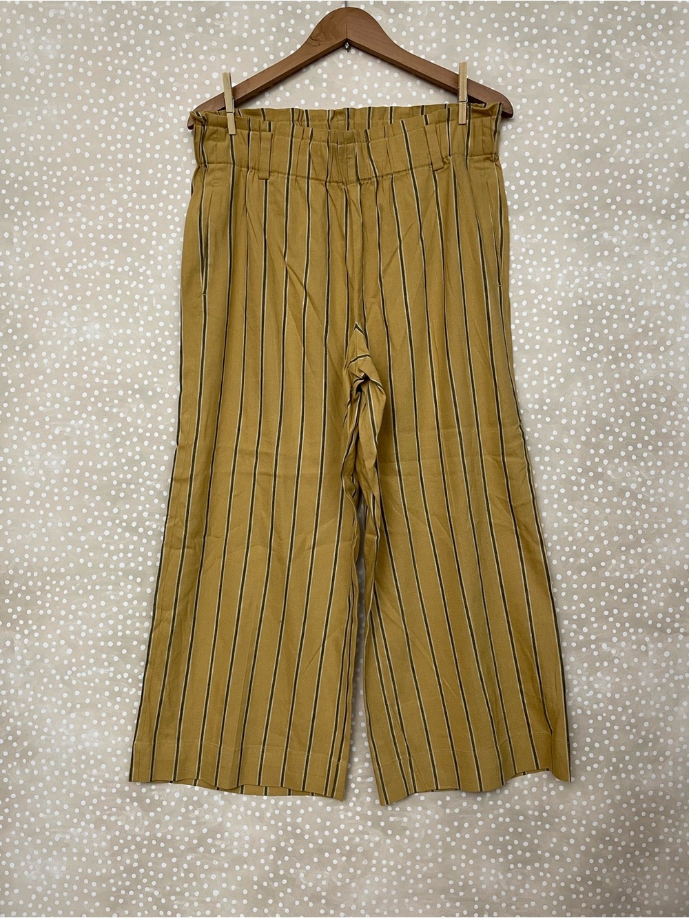 J Jill linen stretch cropped wide leg pants striped size M womens natural
